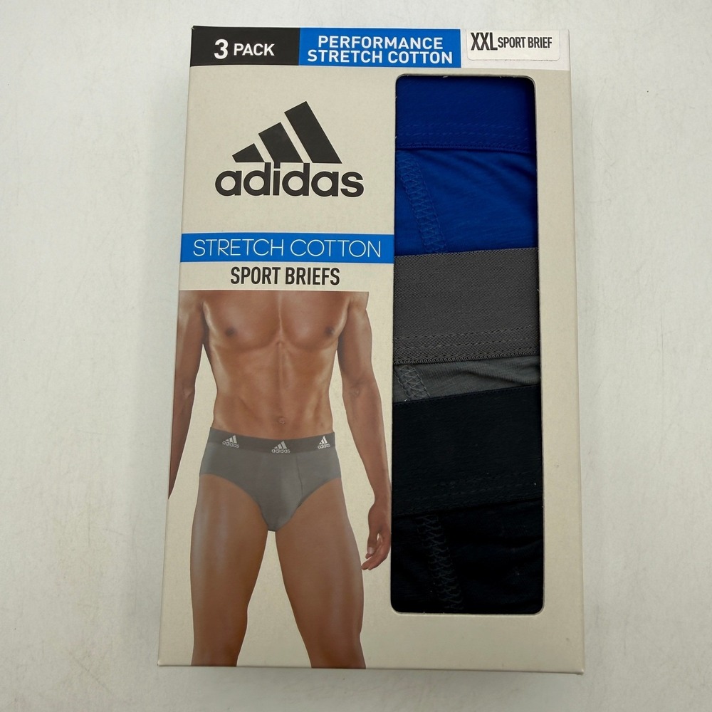 Adidas Sport Briefs Mens Size XXL Blue Grey Black Performance 3PK IR0836